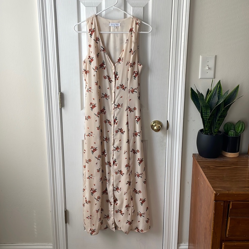 Forever 21 button down maxi dress floral 90s style size Small